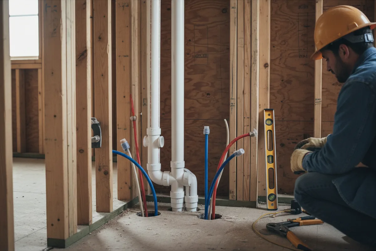 Drain and supply rough-in during Garbage Disposal Repair in Vera